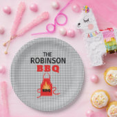 Personalisierter schwarzer Checkered GRILLEN Pappteller (Party)