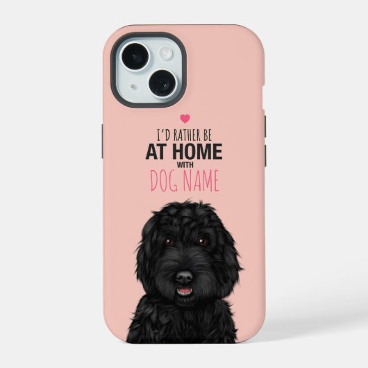 Personalisierter schwarzer Cockapoo iPhone 15 Hülle (Rückseite)