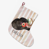 Personalisierter schwarzer Cowboy mit Aquarellfarb Großer Weihnachtsstrumpf (Vorderansicht (hängend))