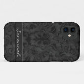 Personalisierter schwarzer Damast Case-Mate iPhone Hülle (Rückseite (Horizontal))