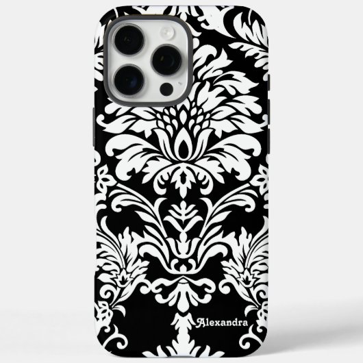 Personalisierter schwarzer Damast Case-Mate iPhone Hülle (Rückseite)