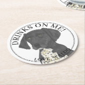 Personalisierter Schwarzer Deutscher Kurzzeiger Runder Pappuntersetzer (Angewinkelt)