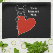 Personalisierter schwarzer französischer Bulldog m Geschirrtuch (Gefaltet)