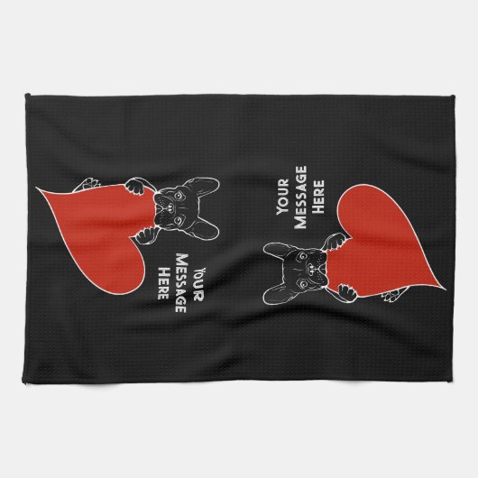 Personalisierter schwarzer französischer Bulldog m Geschirrtuch (Horizontal)