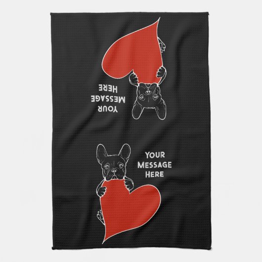 Personalisierter schwarzer französischer Bulldog m Geschirrtuch (Vertikal)