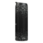 Personalisierter schwarzer Glitter Edelstahl Thermosbecher (Nach rechts gedreht)
