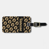 Personalisierter Schwarzer Glitzer Gepäckanhänger (Vorderseite horizontal)