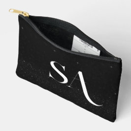 Personalisierter Schwarzer Glitzer - Initials klei Zubehörtasche
