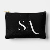 Personalisierter Schwarzer Glitzer - Initials klei Zubehörtasche (Vorderseite)