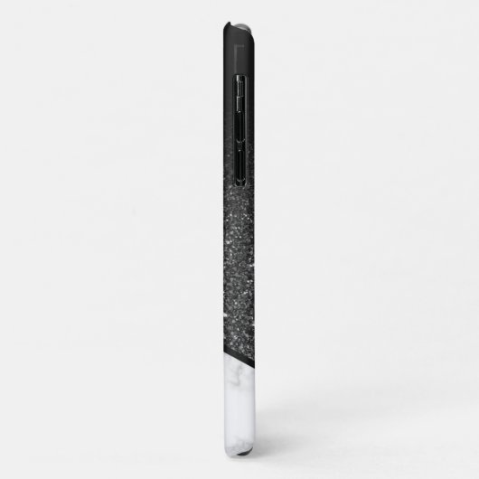 Personalisierter schwarzer Glitzer - weißer Marmor Case-Mate iPhone Hülle (Hinten/Links)