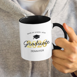 Personalisierter schwarzer Gold-Absolvent 2026 Tasse