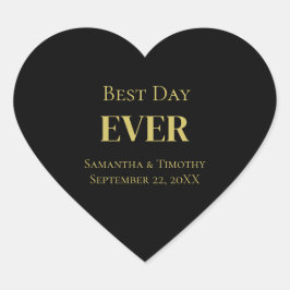 Personalisierter Schwarzer Gold-Best-Day Herz-Aufkleber