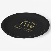 Personalisierter Schwarzer Gold-Best-Day Pappteller (Schrägansicht)