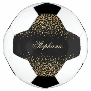 Personalisierter schwarzer Gold-Leopardenprint Gli Fußball