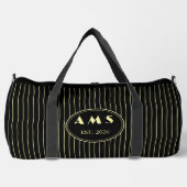 Personalisierter schwarzer Gold-Pinstripe-Monogram Duffle Bag (Vorderseite)