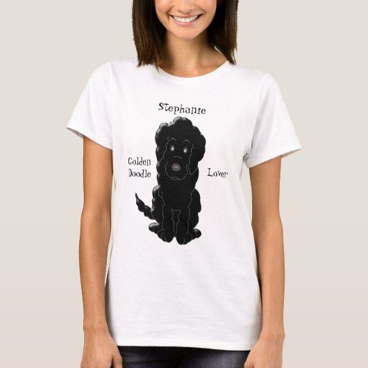 Personalisierter schwarzer Goldendoodle T-Shirt (Vorderseite)