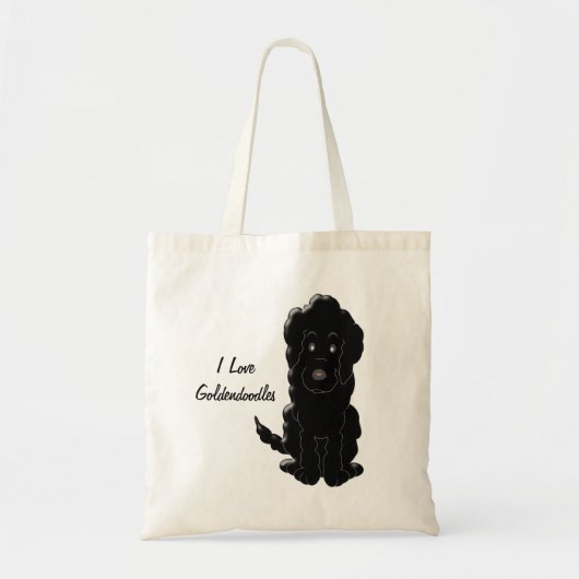 Personalisierter schwarzer Goldendoodle Tragetasche (Vorne)
