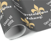 Personalisierter schwarzer GoldLilien-Abschluss Geschenkpapier (Rolleneckpunkt)