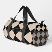Personalisierter schwarzer Harlekin kariert Diaman Duffle Bag (Rechte Ecke)