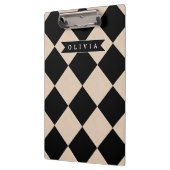Personalisierter schwarzer Harlekin-Karo-Diamant Klemmbrett (Links)