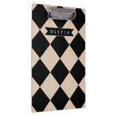Personalisierter schwarzer Harlekin-Karo-Diamant Klemmbrett (Rechts)
