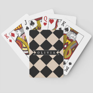 Personalisierter schwarzer Harlekin-Karo-Diamant Spielkarten