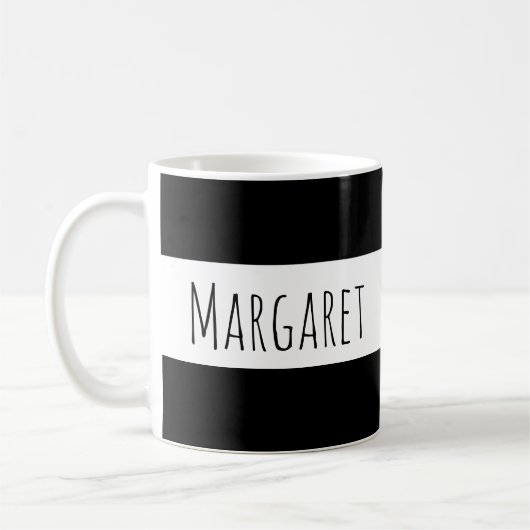 Personalisierter schwarzer Individuelle Name Kaffeetasse (Links)