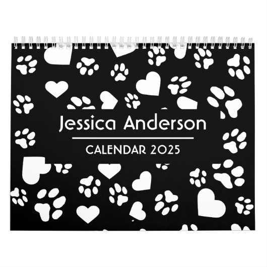 Personalisierter Schwarzer Kalender mit Paw-Drucke (Titelbild)