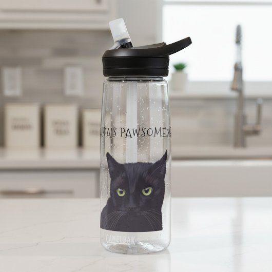Personalisierter schwarzer Katze Name Pawsome Wate Trinkflasche