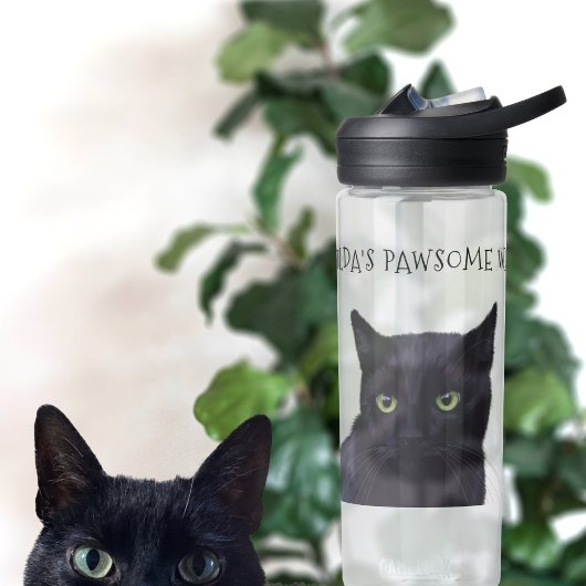 Personalisierter schwarzer Katze Name Pawsome Wate Trinkflasche