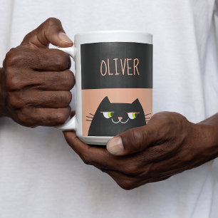 Personalisierter Schwarzer-Katzen-Becher Namensges Kaffeetasse