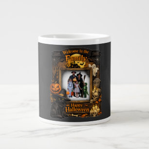 Personalisierter schwarzer Katzen-Halloween-Famili Jumbo-Tasse