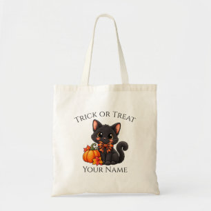 Personalisierter schwarzer Katzen-Halloween-Tasche Tragetasche