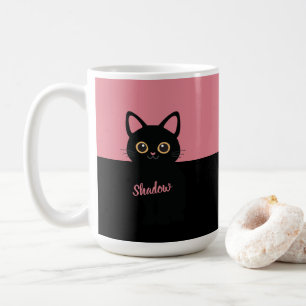 Personalisierter schwarzer Katzenbecher - Geschenk Kaffeetasse