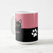 Personalisierter schwarzer Katzenbecher - Geschenk Kaffeetasse (Vorderseite Links)