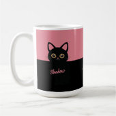 Personalisierter schwarzer Katzenbecher - Geschenk Kaffeetasse (Links)