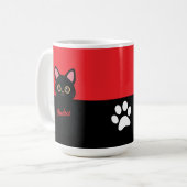 Personalisierter schwarzer Katzenbecher - Geschenk Kaffeetasse (Vorderseite Links)