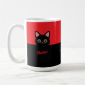 Personalisierter schwarzer Katzenbecher - Geschenk Kaffeetasse (Links)