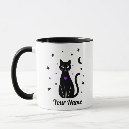 Personalisierter schwarzer Katzenbecher Tasse (Links)