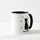 Personalisierter schwarzer Katzenbecher Tasse (VorderseiteRechts)