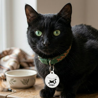 Personalisierter Schwarzer Katzenpfotenabdruck Nam Haustiermarke