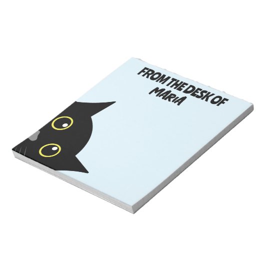 PERSONALISIERTER SCHWARZER KATZPENSTER NOTIZBLOCK (Rotiert)