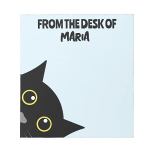 PERSONALISIERTER SCHWARZER KATZPENSTER NOTIZBLOCK