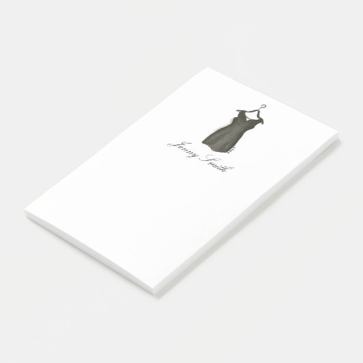 Personalisierter schwarzer Kleiderpuppen Post-it Klebezettel (angewinkelt)