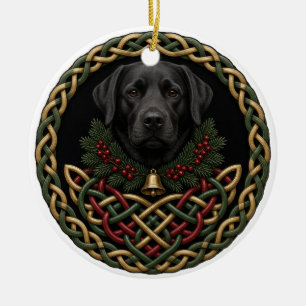Personalisierter schwarzer Lab-Celtic-Knoten-Weihn Keramik Ornament