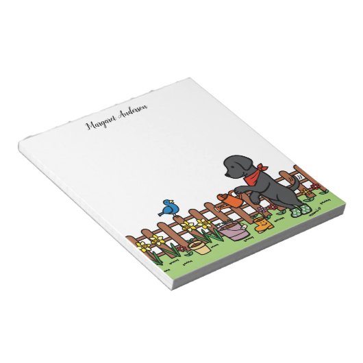 Personalisierter Schwarzer Labrador Gärtner Notepa Notizblock (angewinkelt)