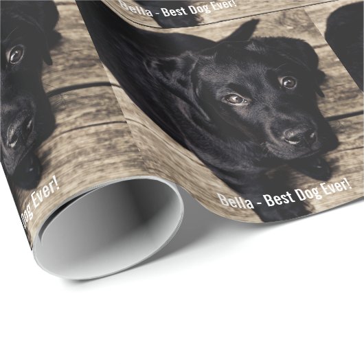 Personalisierter schwarzer Labrador-HundeFoto-und Geschenkpapier (Rolleneckpunkt)