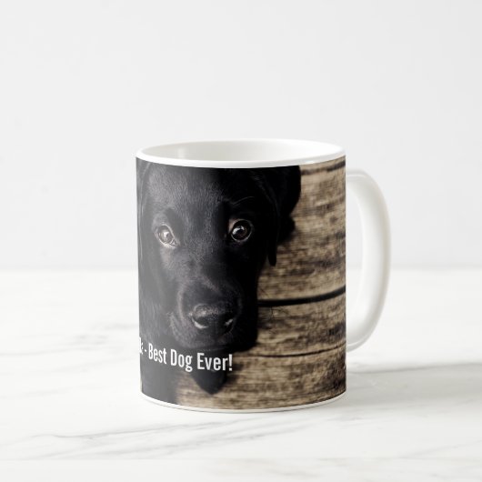 Personalisierter schwarzer Labrador-HundeFoto-und Kaffeetasse (VorderseiteRechts)