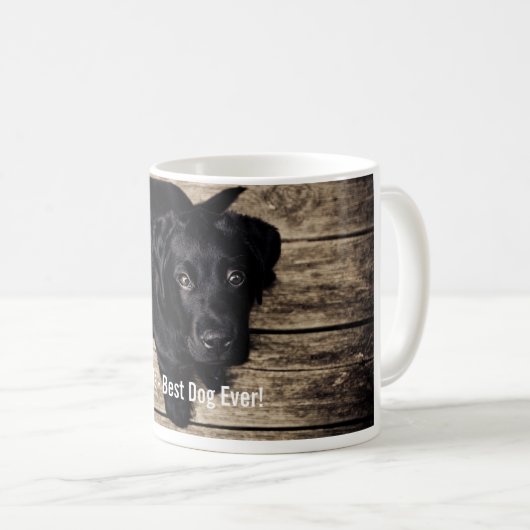 Personalisierter schwarzer Labrador-HundeFoto-und Kaffeetasse (VorderseiteRechts)