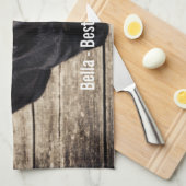 Personalisierter schwarzer Labrador-HundeFoto-und Küchentuch (Viertel Falte)